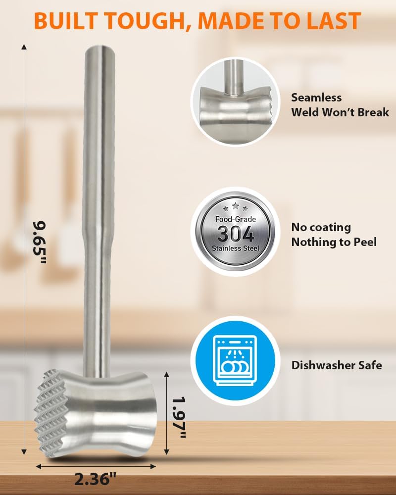 Brigii Meat Tenderizer Tool, 304 Stainless Steel Meat Malle - MTD02