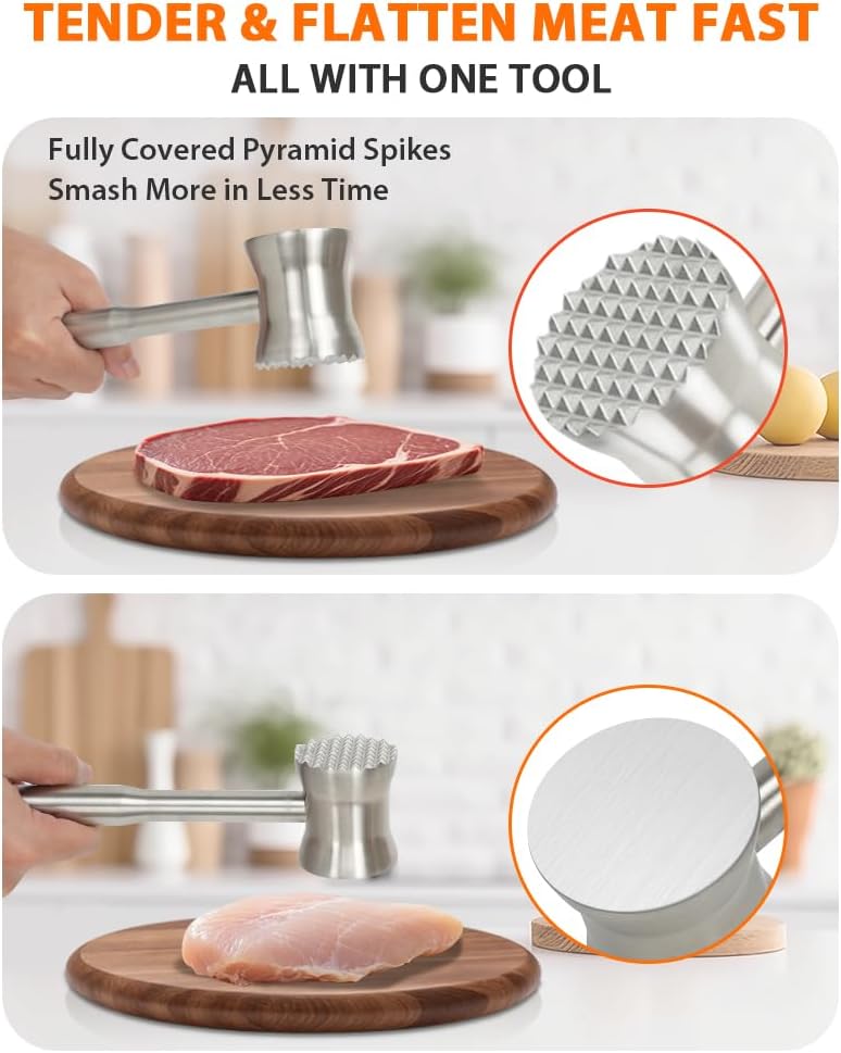 Brigii Meat Tenderizer Tool, 304 Stainless Steel Meat Malle - MTD02