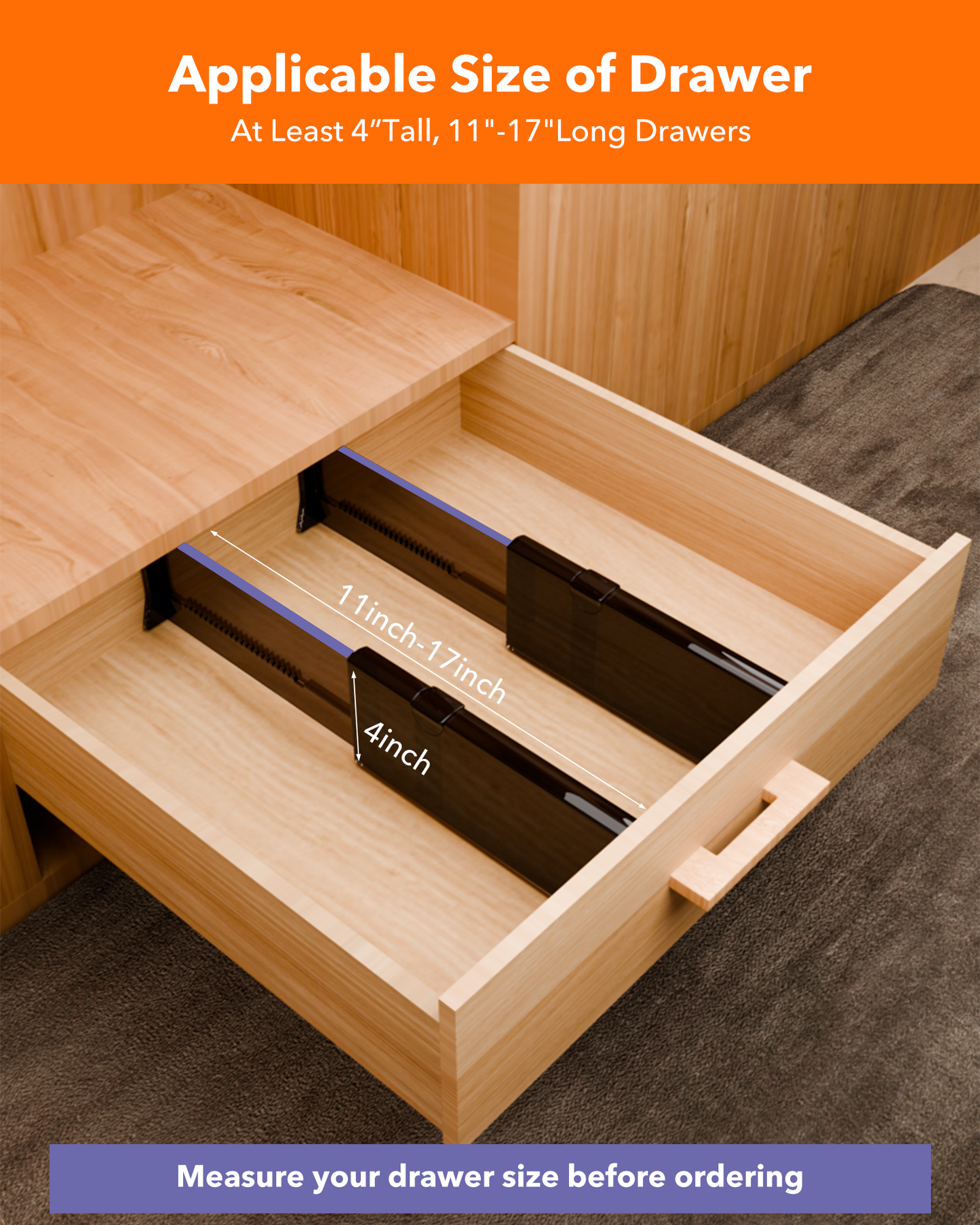 Brigii Adjustable Drawer Dividers 4 Pack - DD04