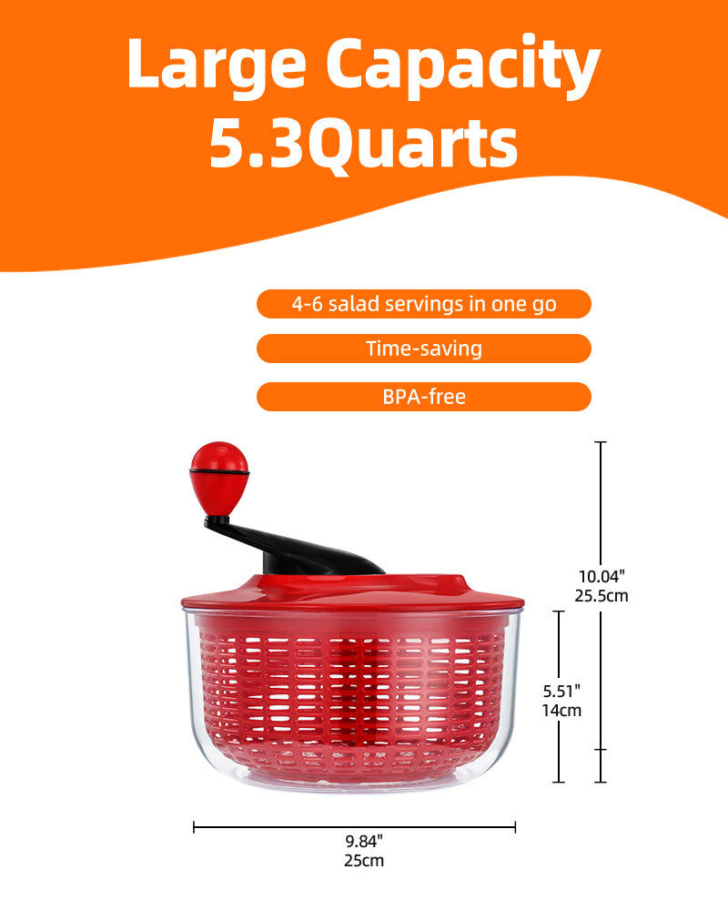 Brigii Salad Spinner, 5.3 Quart Lettuce Spinner - SS01