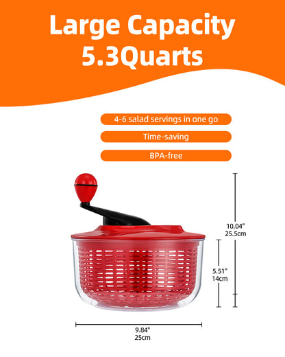 Brigii Salad Spinner, 5.3 Quart Lettuce Spinner - SS01