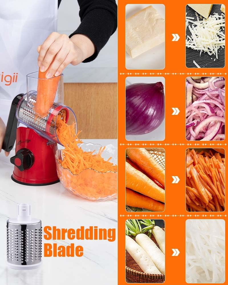 Brigii Rotary Cheese Grater , Mandoline Slicer, Food Chopper - VC10