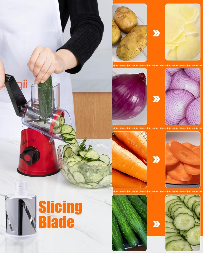 Brigii Rotary Cheese Grater , Mandoline Slicer, Food Chopper - VC10