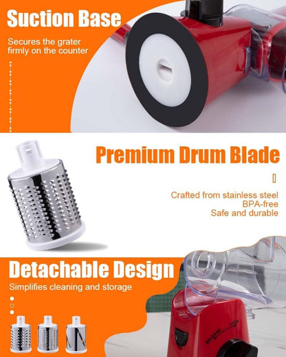 Brigii Rotary Cheese Grater , Mandoline Slicer, Food Chopper - VC10