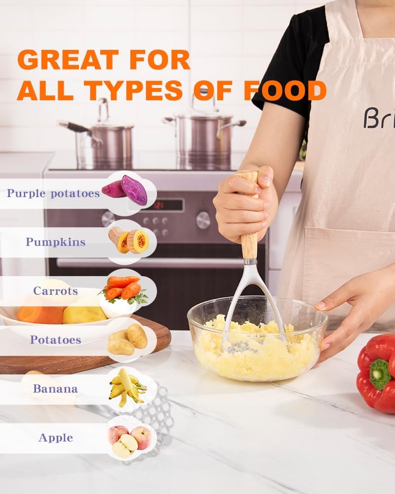 Brigii Potato Masher with Wooden Handle - PR01