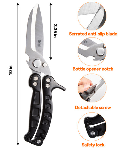 Brigii Kitchen Shear, Stainless Steel Heavy Duty Poultry Shears -  KS01